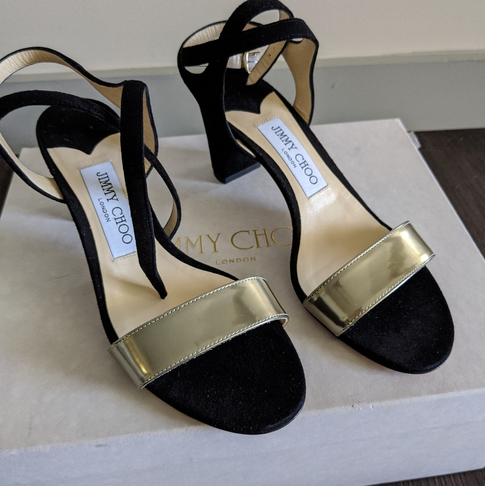 Jimmy Choo Marine suede + metallic leather sandals